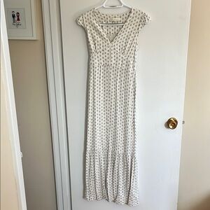 Monteau Ivory and Navy Patterned Maxi Dress